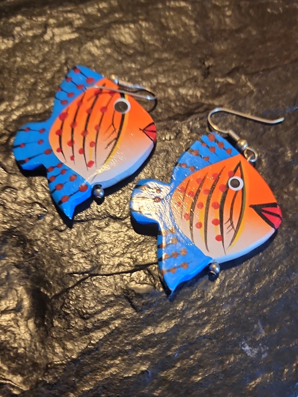 Vintage Blue and Orange  Drop Earrings